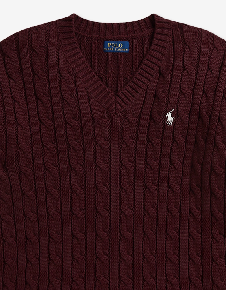 Ralph Lauren Girls Cable Knit Jumper in Red