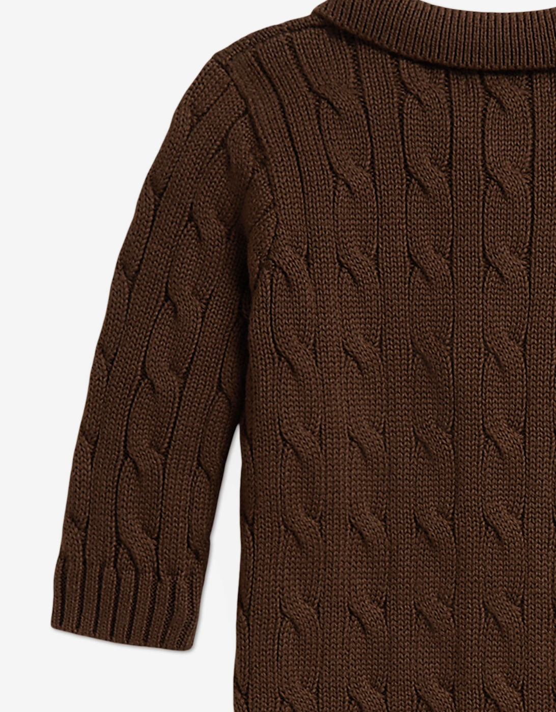 Ralph Lauren Baby Boys Cable Knit Romper in Brown
