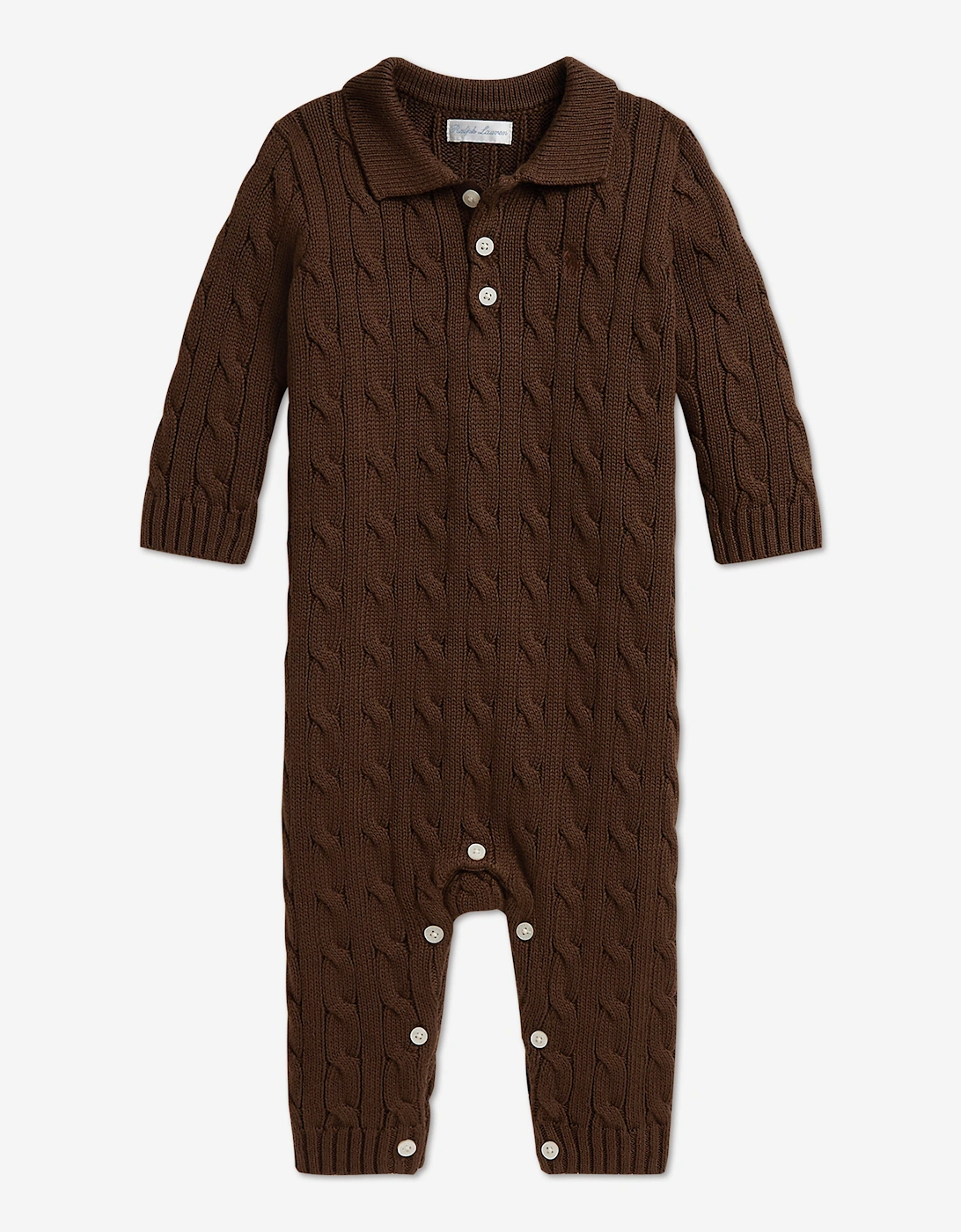 Ralph Lauren Baby Boys Cable Knit Romper in Brown