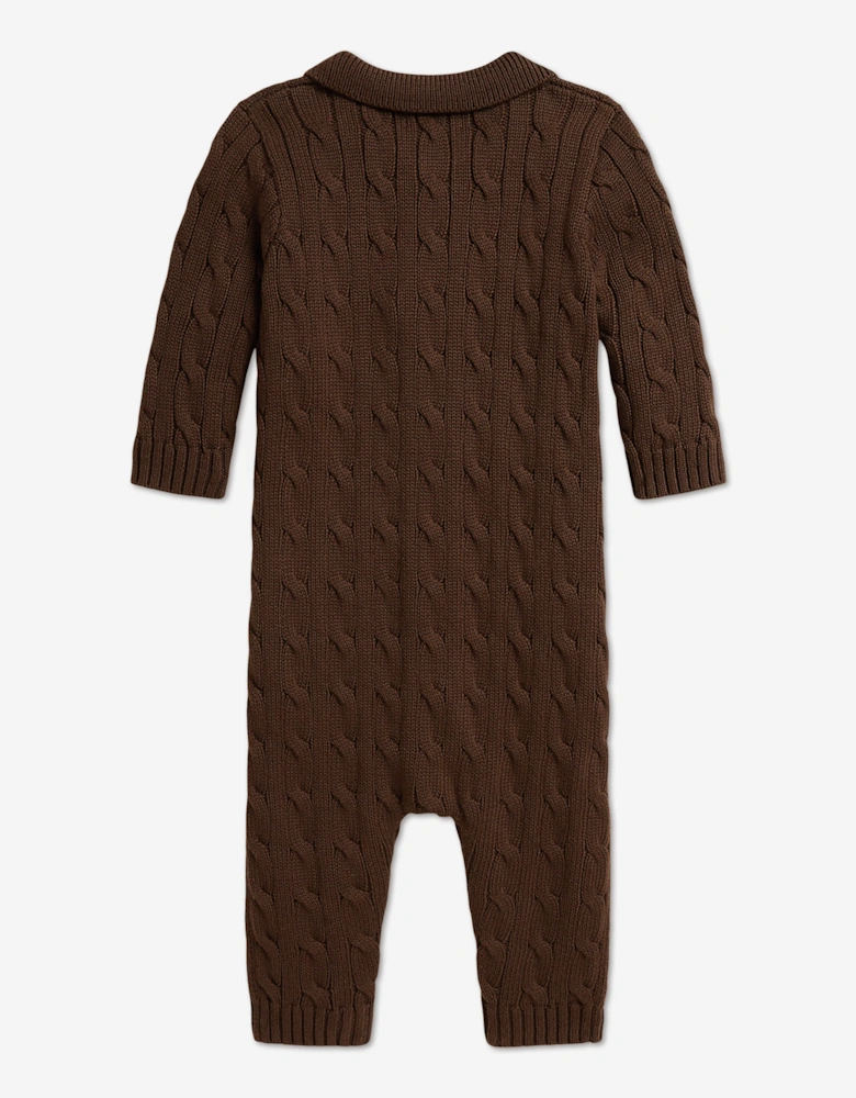 Ralph Lauren Baby Boys Cable Knit Romper in Brown