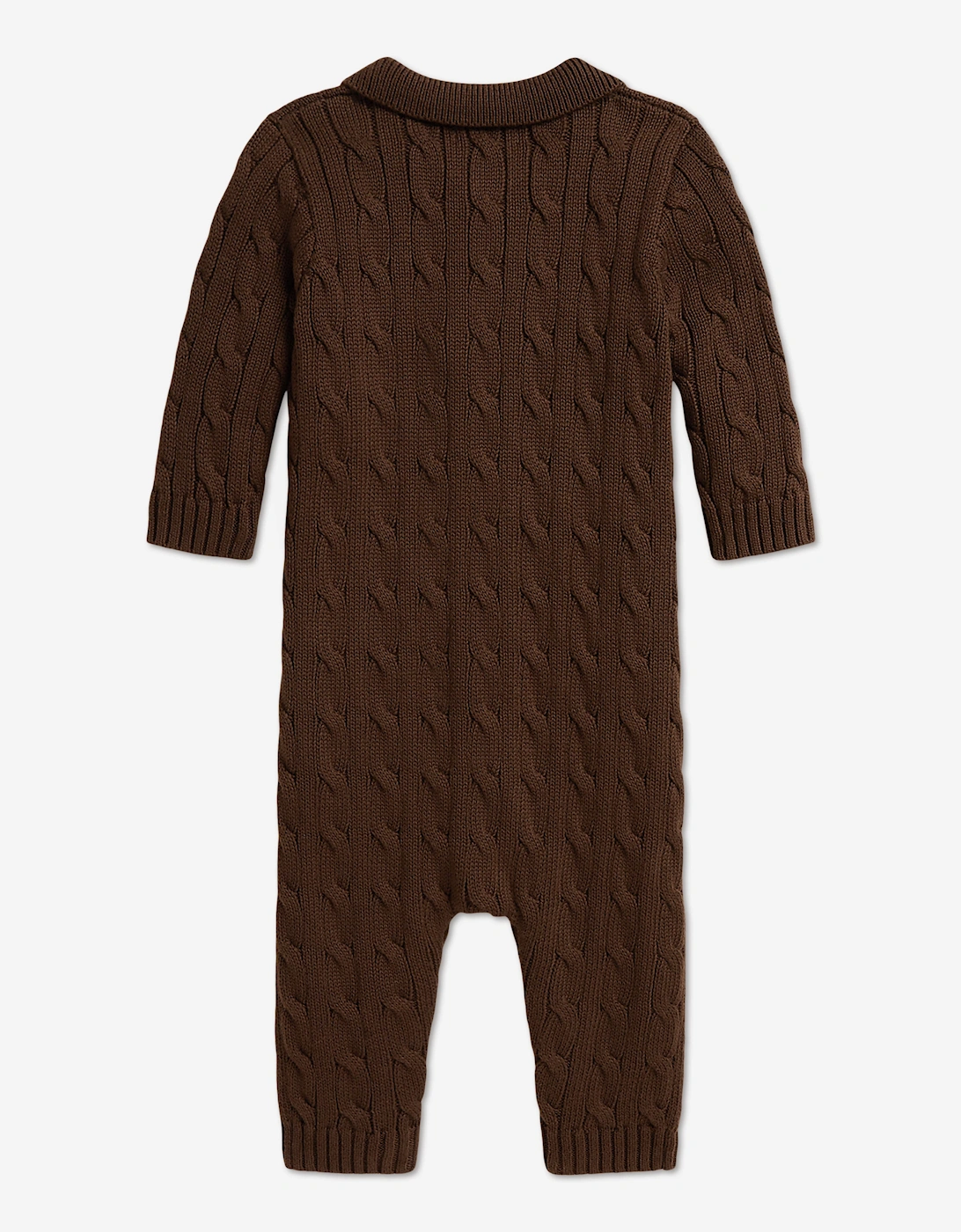 Ralph Lauren Baby Boys Cable Knit Romper in Brown