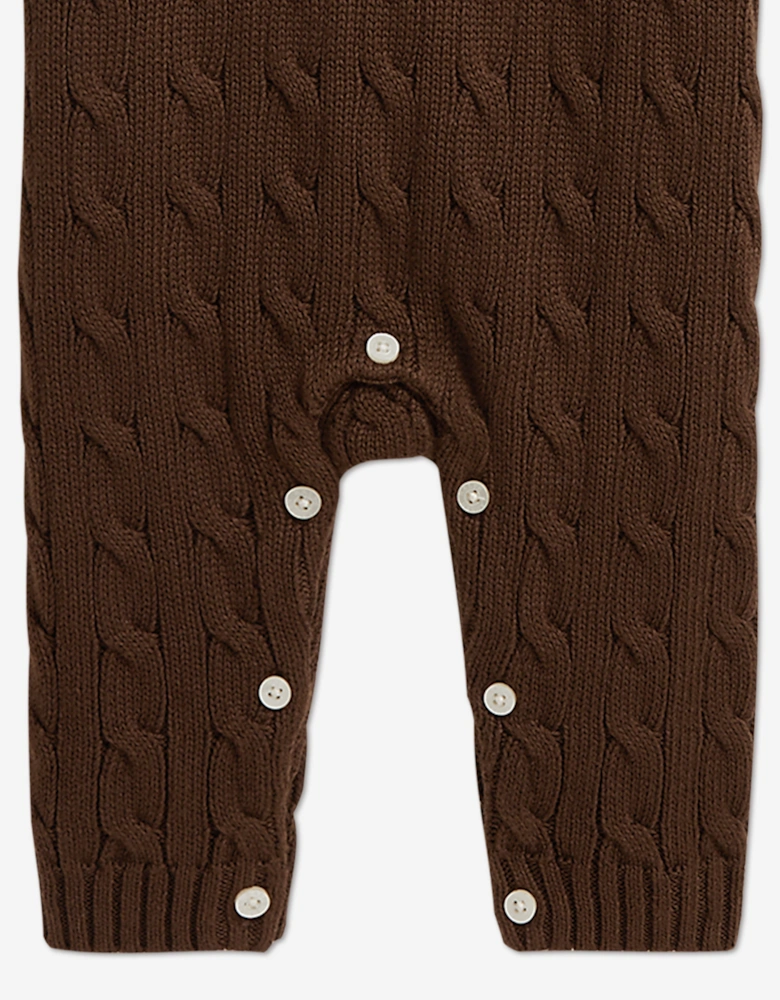 Ralph Lauren Baby Boys Cable Knit Romper in Brown