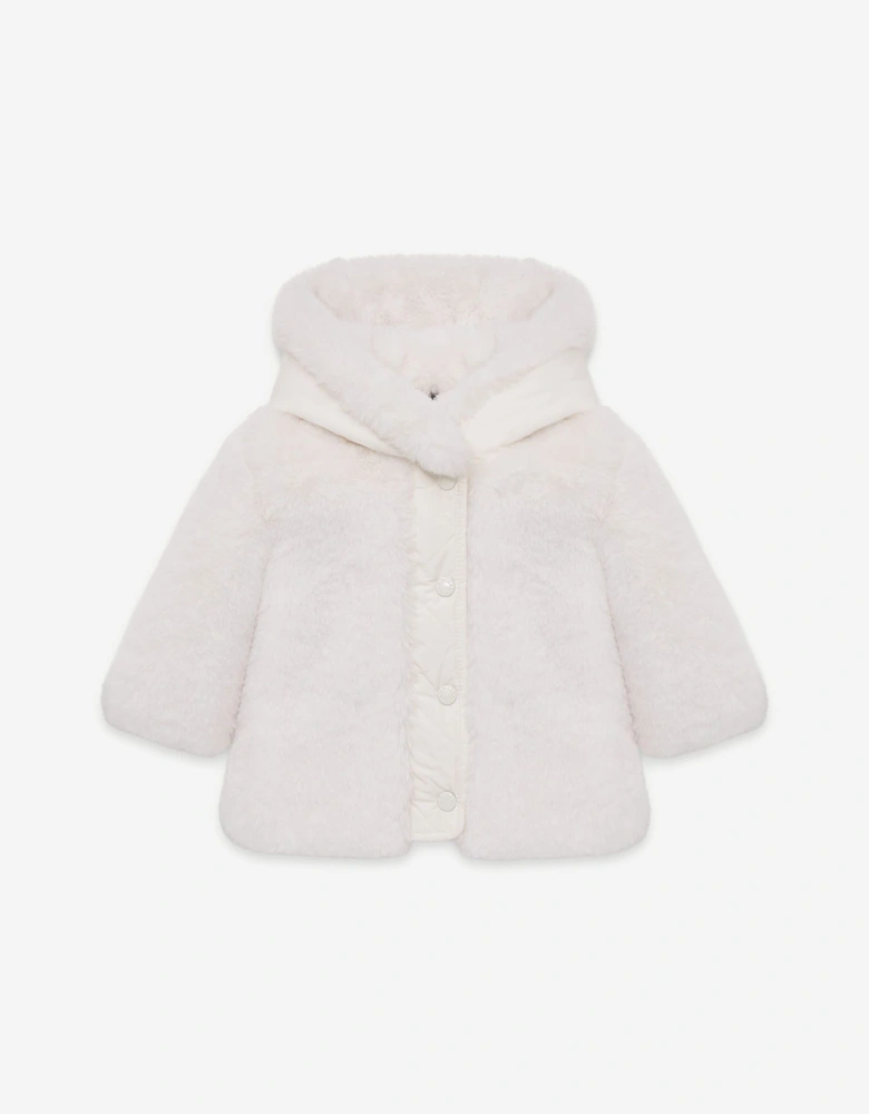 Moncler Enfant Baby Girls Faux Fur Viona Jacket in Ivory