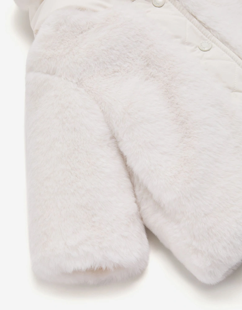Moncler Enfant Baby Girls Faux Fur Viona Jacket in Ivory