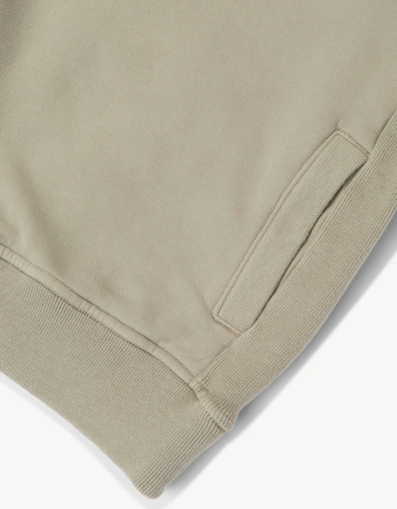 Stone Island Boys Brushed Organic Fleece Hoodie in Green