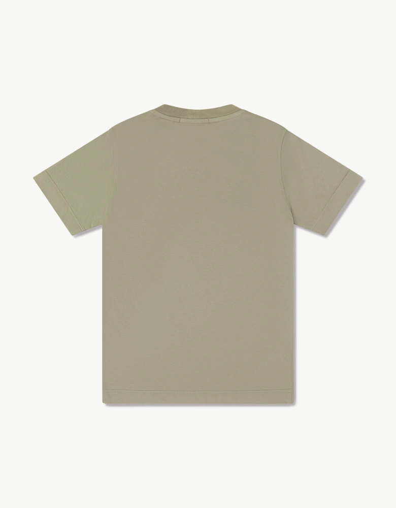 Stone Island Boys Cotton Compass Print T-Shirt in Green