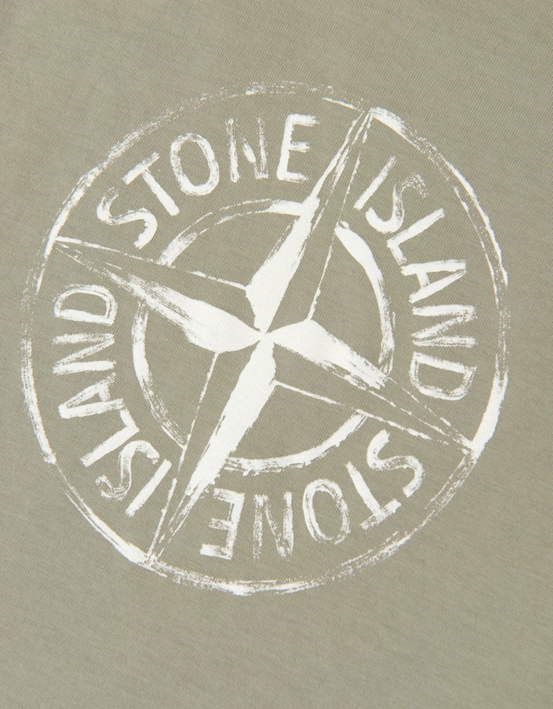 Stone Island Boys Cotton Compass Print T-Shirt in Green