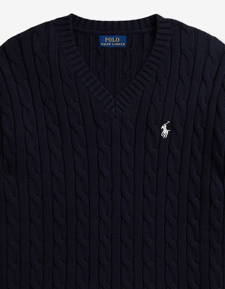 Ralph Lauren Girls Cable Knit Jumper in Navy