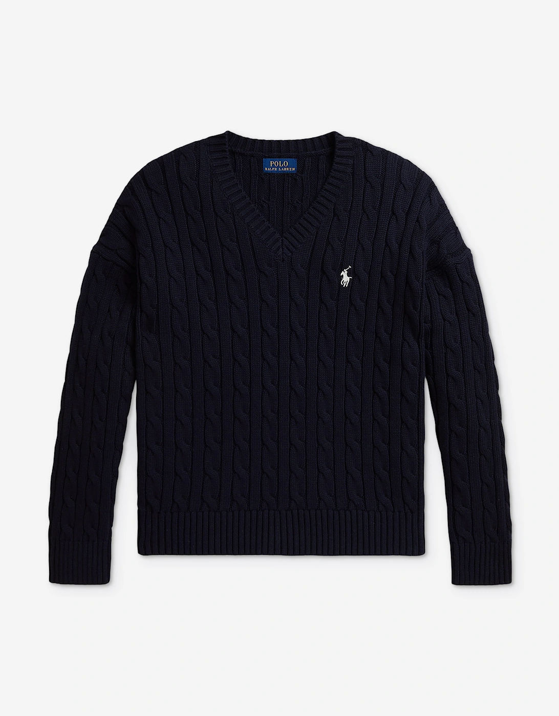Ralph Lauren Girls Cable Knit Jumper in Navy