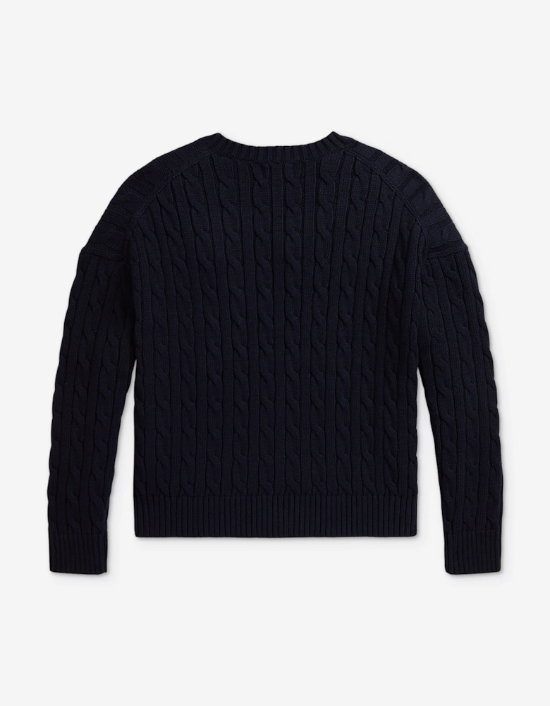 Ralph Lauren Girls Cable Knit Jumper in Navy