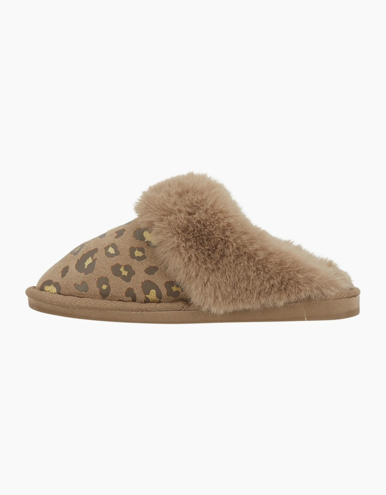 Jo & Joe MILA Womens Mule Slippers Chestnut Leopard