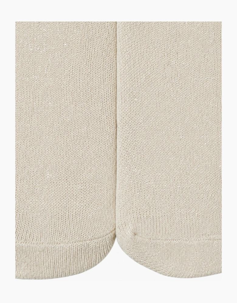 Girls Beige Shimmer Knit Tights