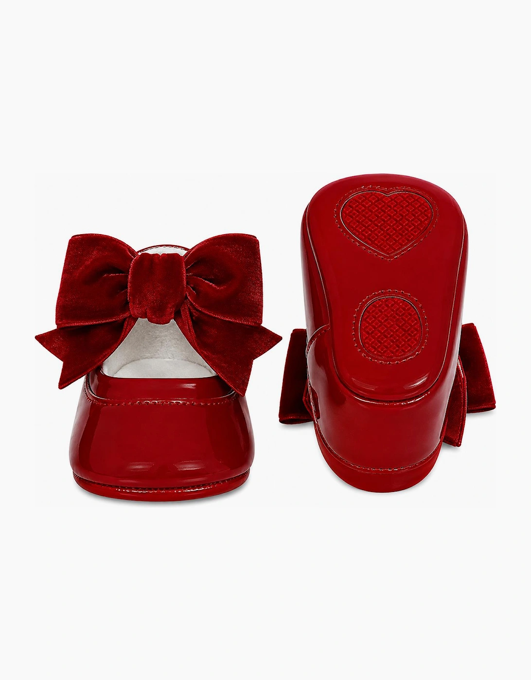 Girls Red Velvet Bow Pre Walker Shoes