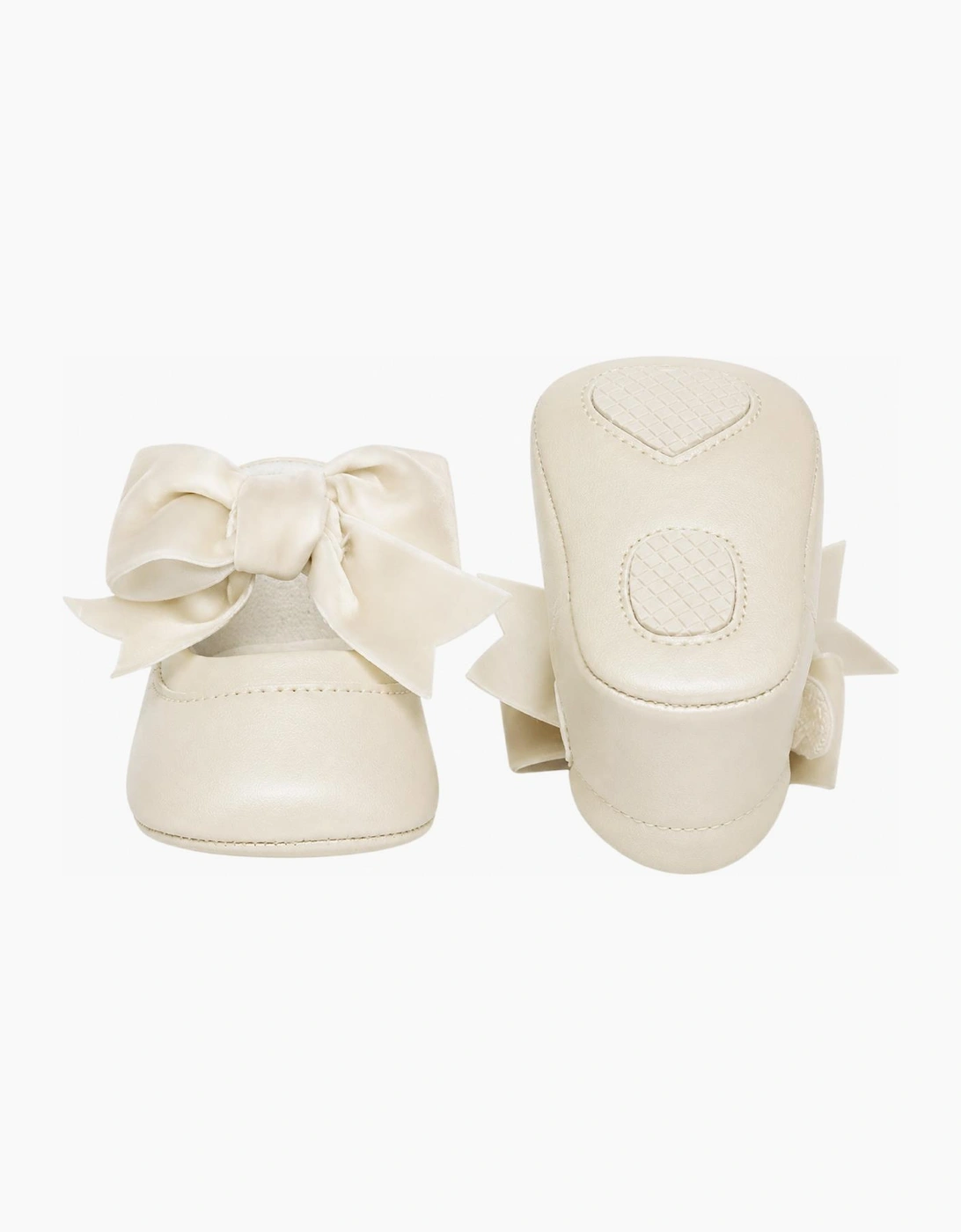 Girls Cream Velvet Bow Pre Walker Shoes