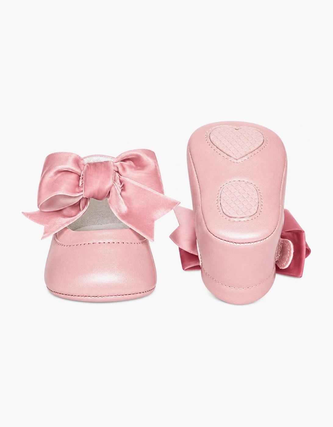 Girls Pink Velvet Bow Pre Walker Shoes