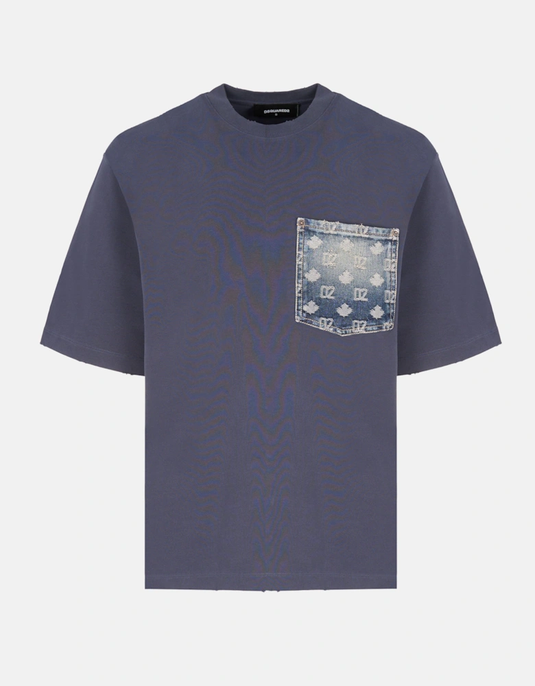 Monogram Loose Fit T-Shirt Blue