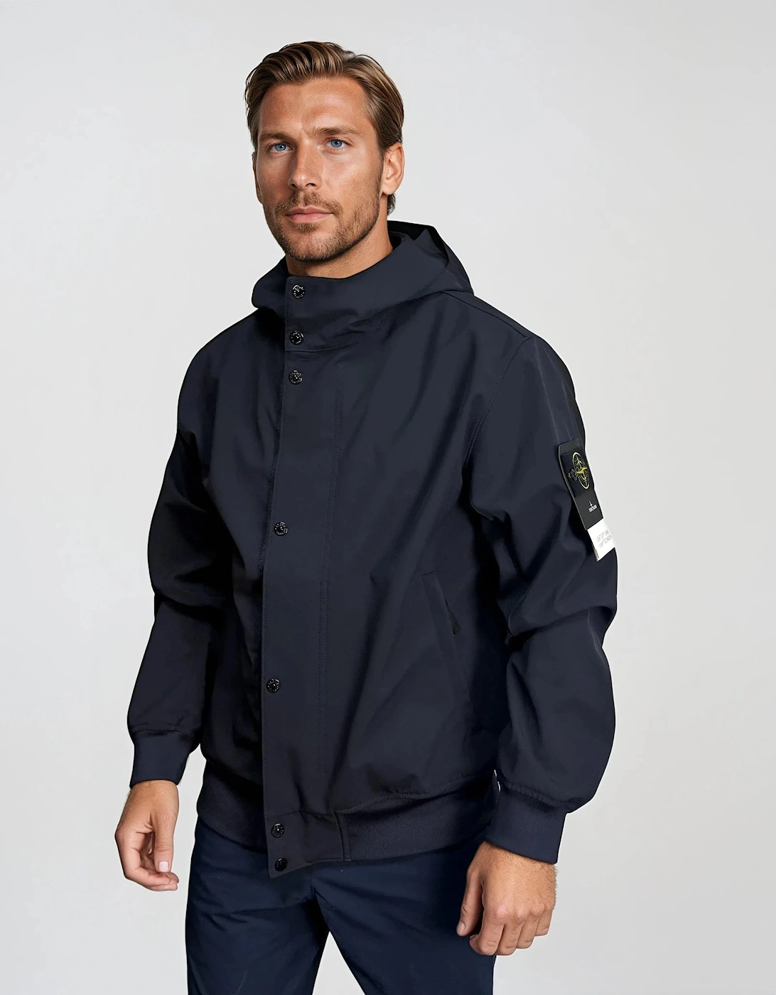 Stone Island Light Soft Shell-R e.dye Jacket in Navy