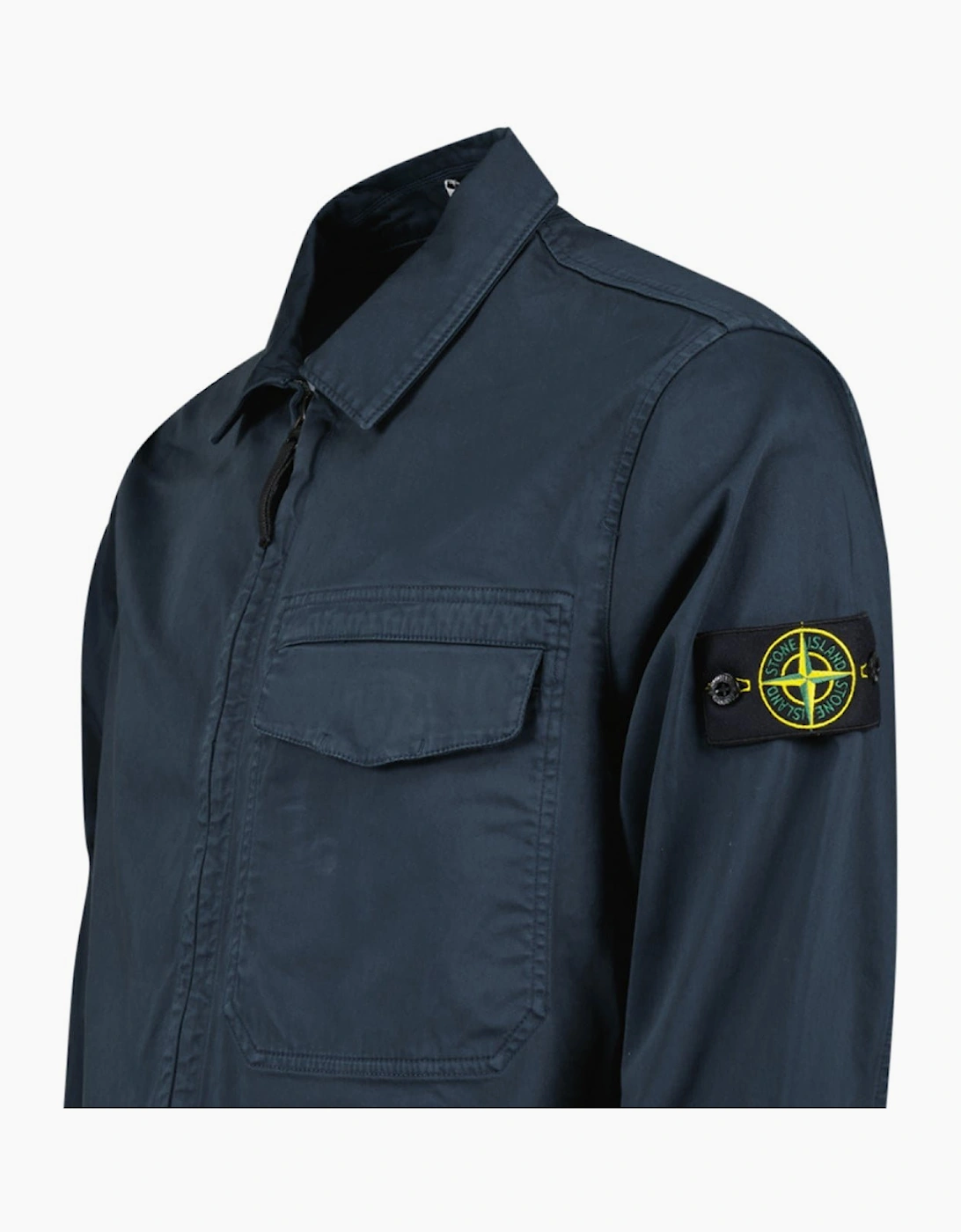 Stone Island Stretch Organic Cotton Satin Overshirt in Navy