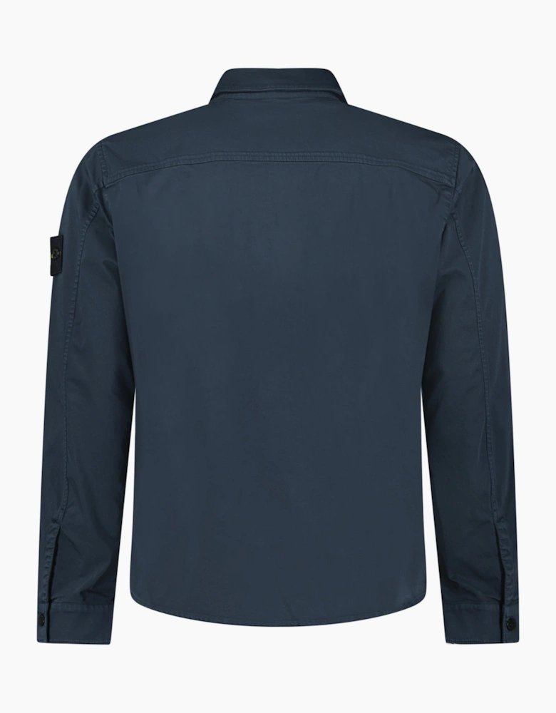 Stone Island Stretch Organic Cotton Satin Overshirt in Navy