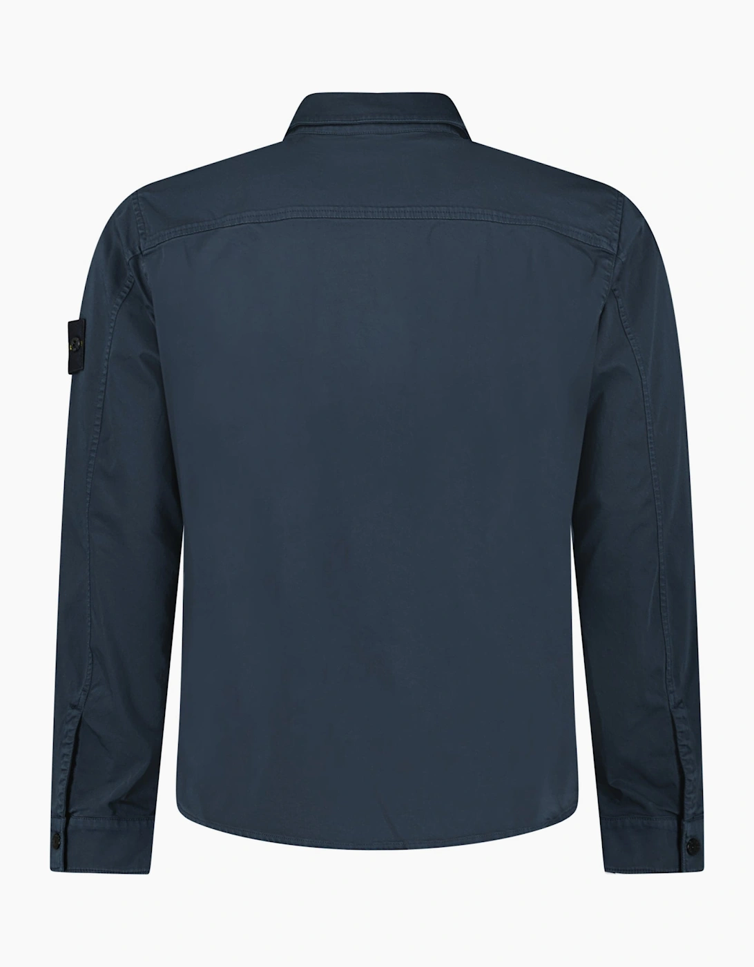 Stone Island Stretch Organic Cotton Satin Overshirt in Navy