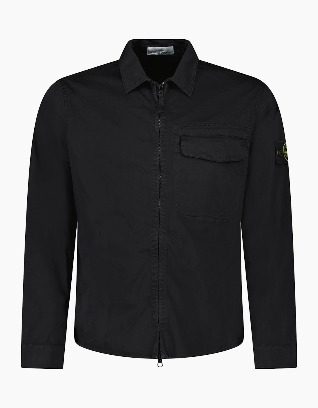 Stone Island Stretch Organic Cotton Satin Overshirt in Black