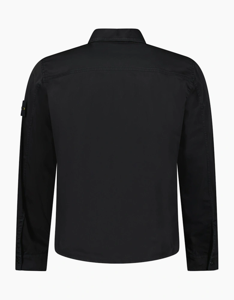Stone Island Stretch Organic Cotton Satin Overshirt in Black