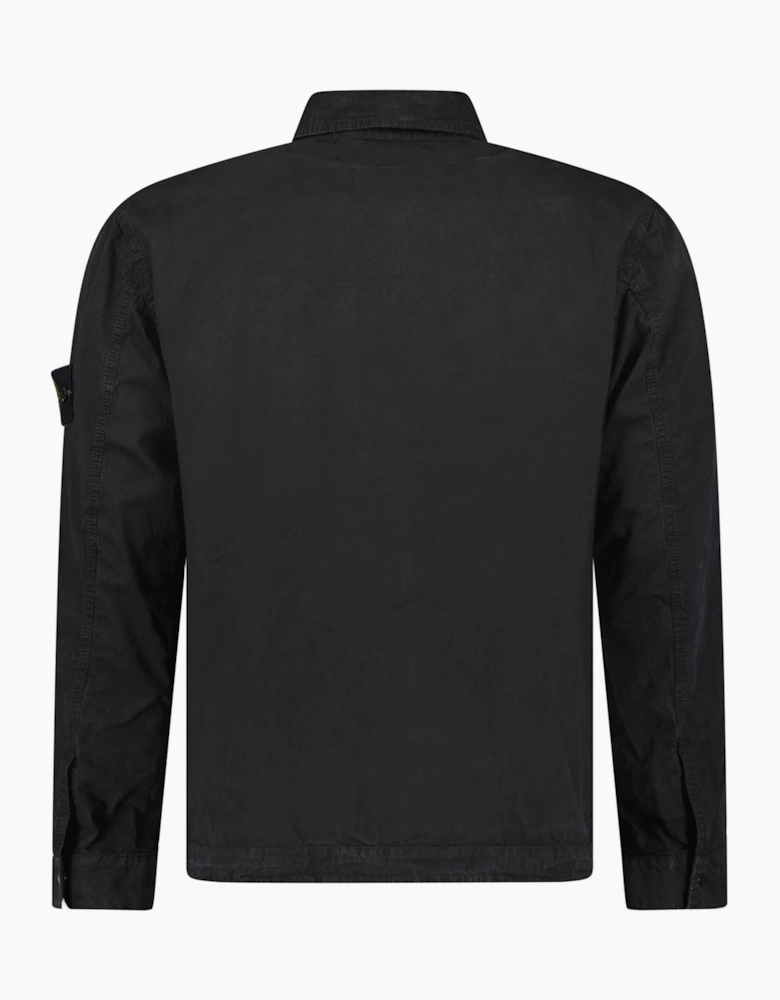 Stone Island Brushed Organic Cotton Canvas ‘OLD’ Effect Overshirt in Black