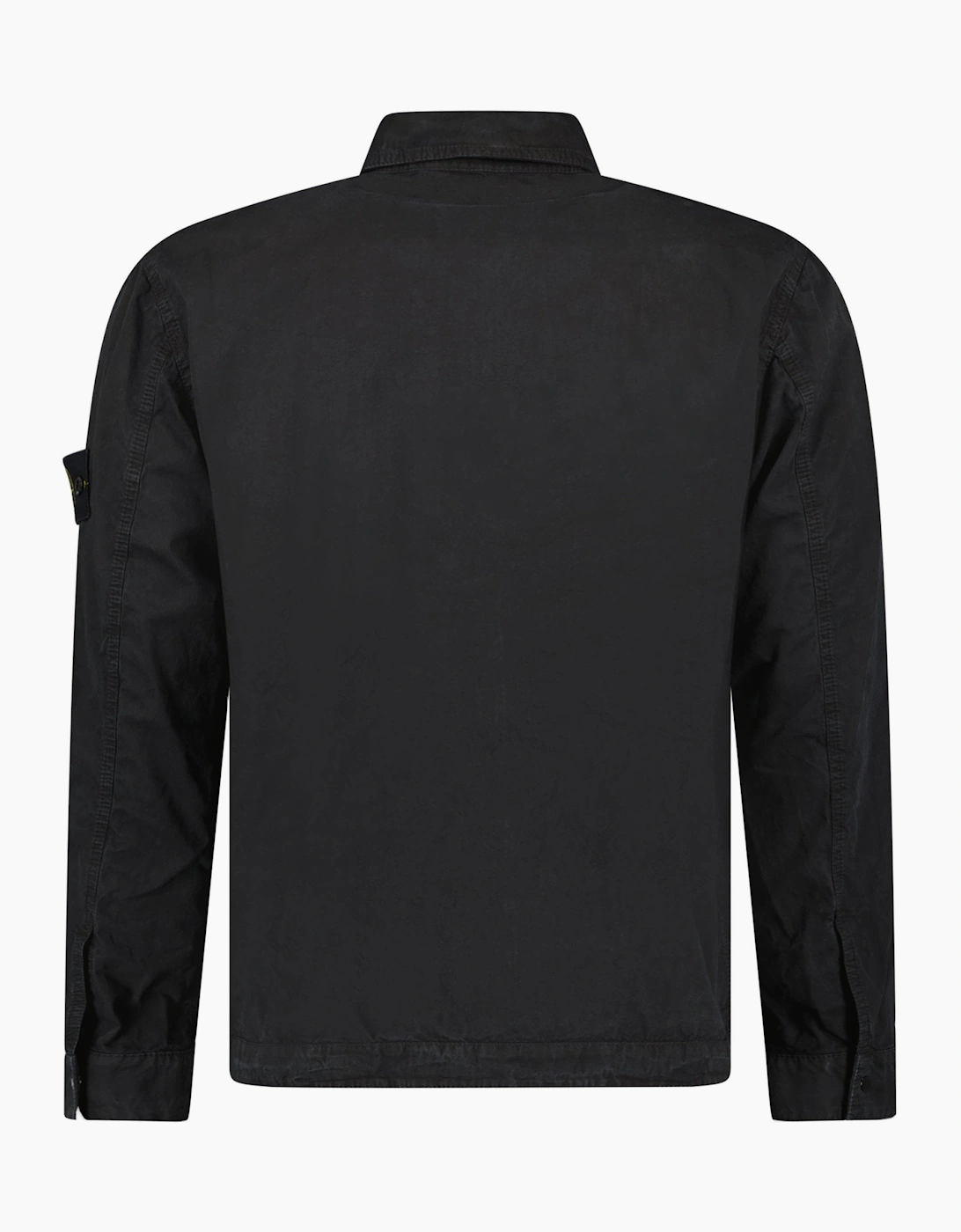 Stone Island Brushed Organic Cotton Canvas ‘OLD’ Effect Overshirt in Black