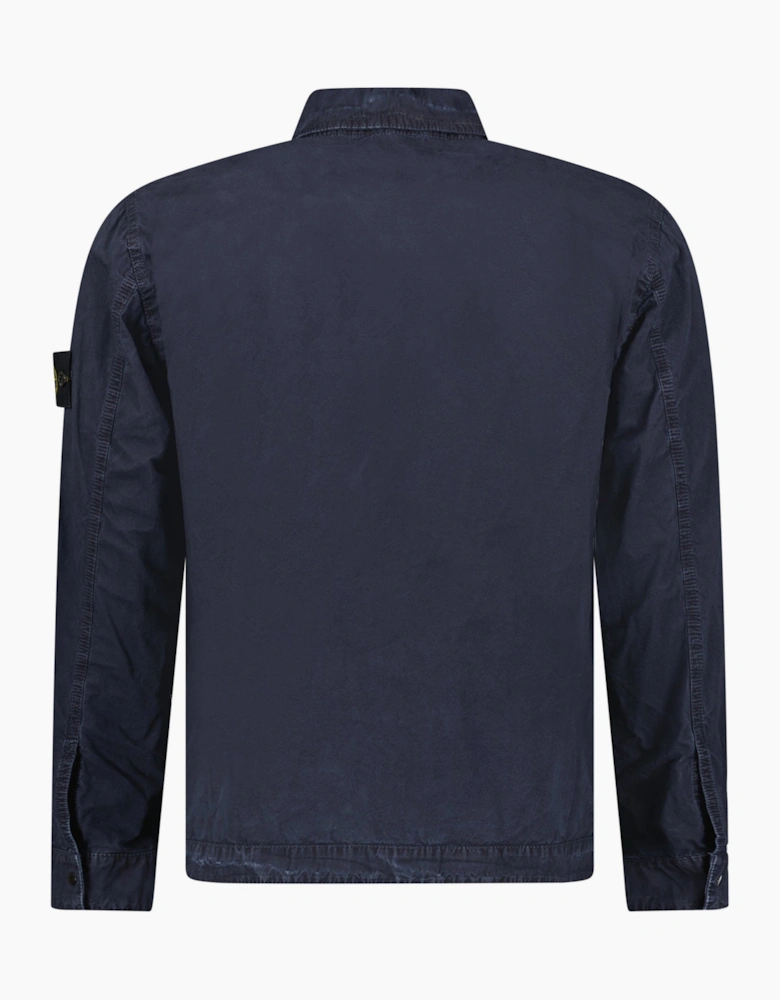 Stone Island Brushed Organic Cotton Canvas ‘OLD’ Effect Overshirt in Navy