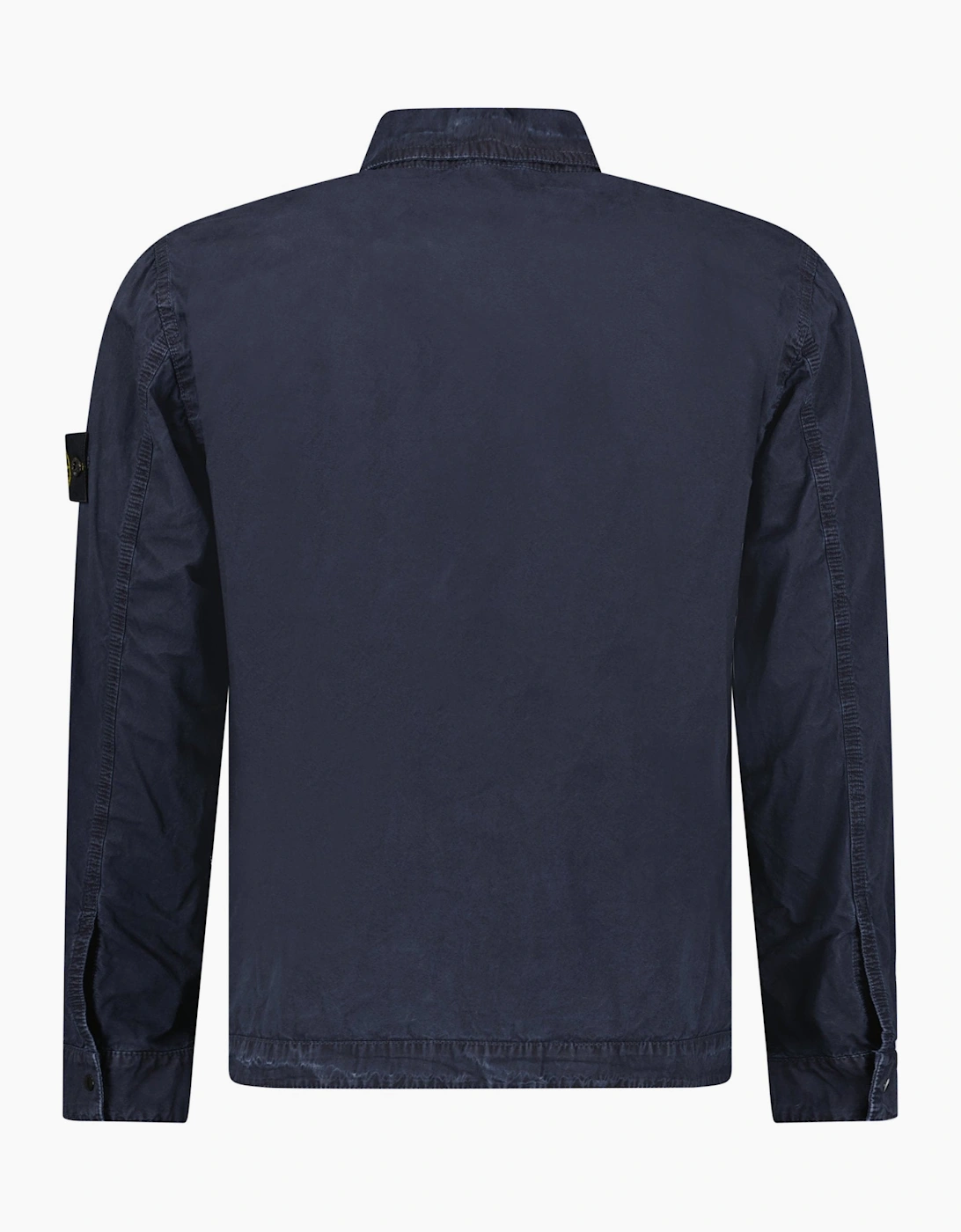 Stone Island Brushed Organic Cotton Canvas ‘OLD’ Effect Overshirt in Navy