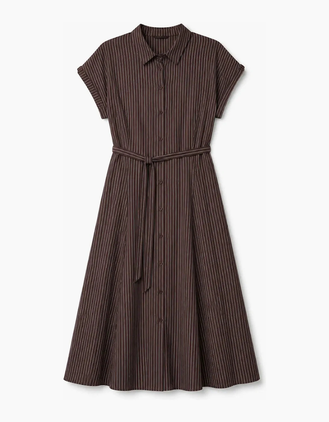 Brown Stripe Midaxi Shirt Dress