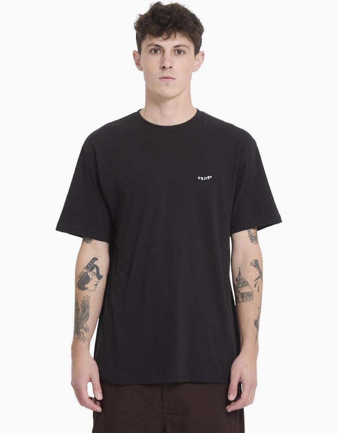 Men's Volcom Mens Pistol Stone Short Sleeve T-Shirt - Black - Size: 38