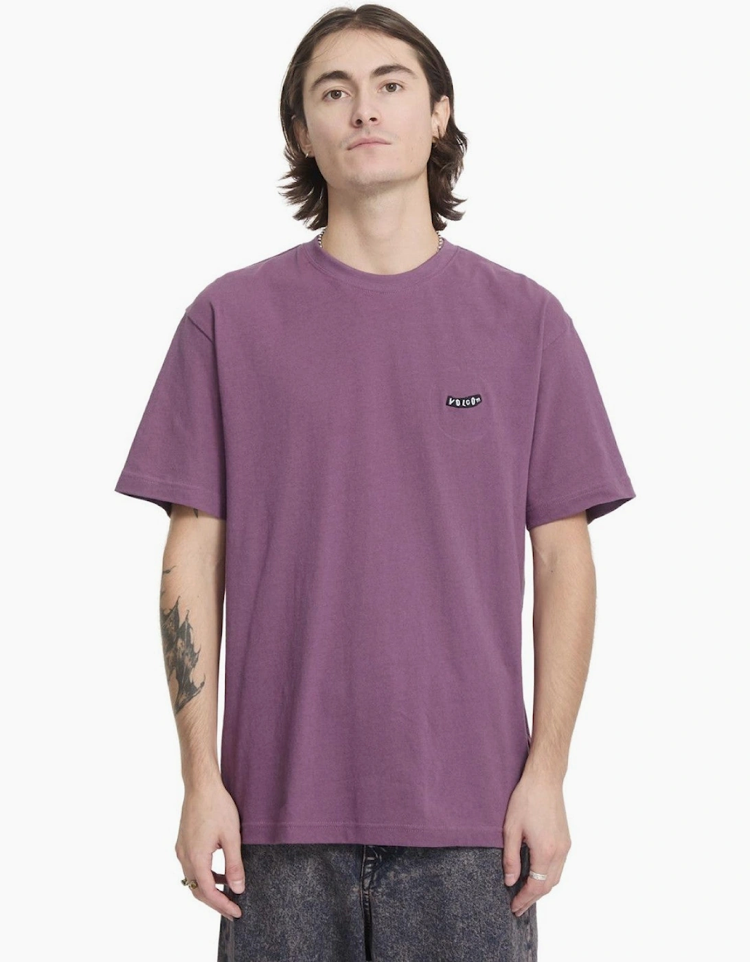 Men's Volcom Mens Pistol Stone Short Sleeve T-Shirt - Pink - Size: 42