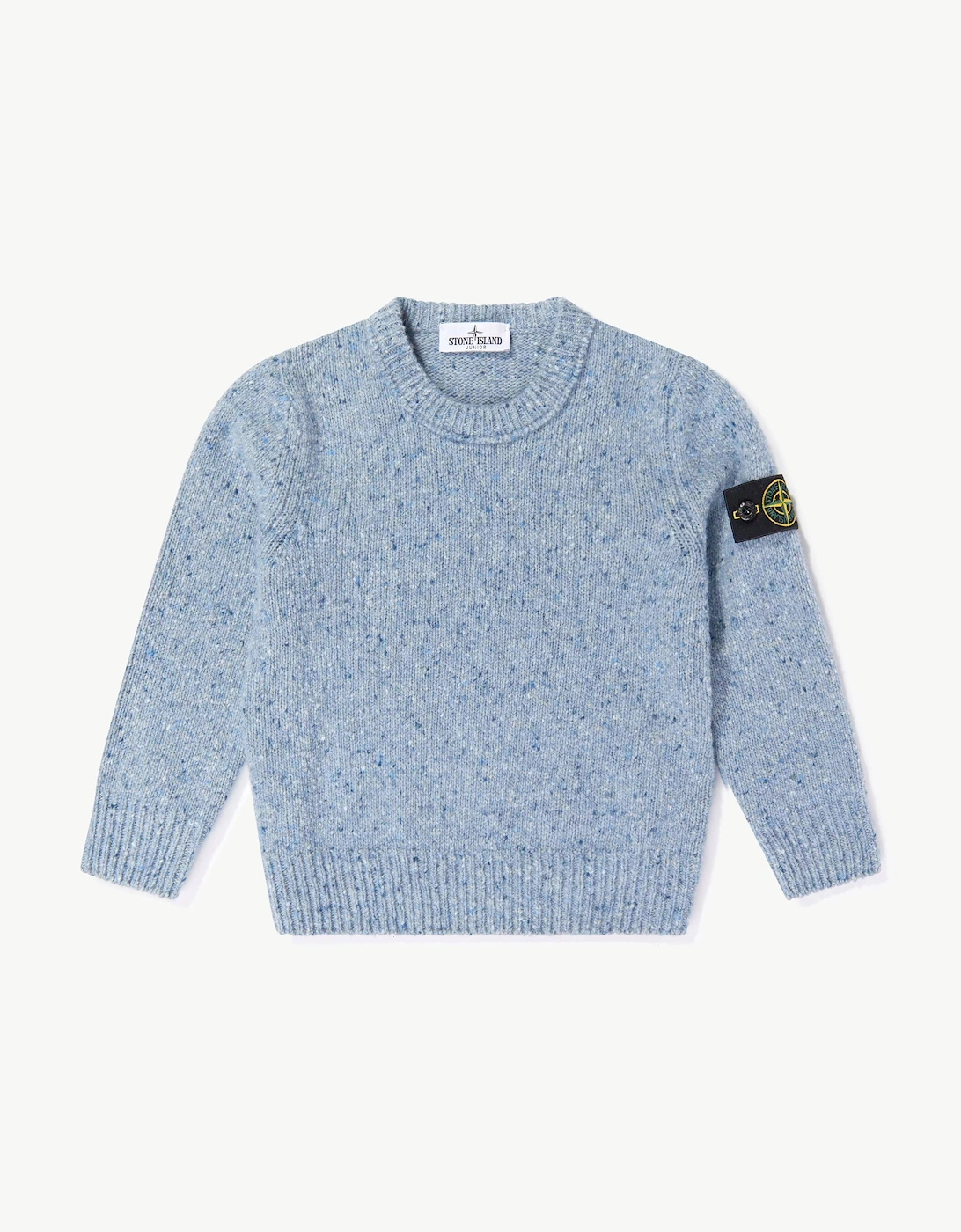 Stone Island Boys Blue  Uneven Plain Melange Crew Neck Jumper  - Size 8 Years Kids