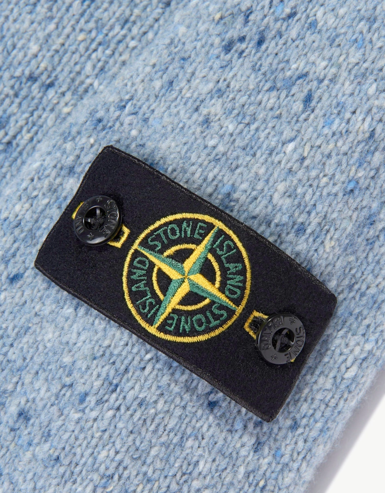 Stone Island Boys Uneven Plain Melange Crew Neck Jumper in Blue