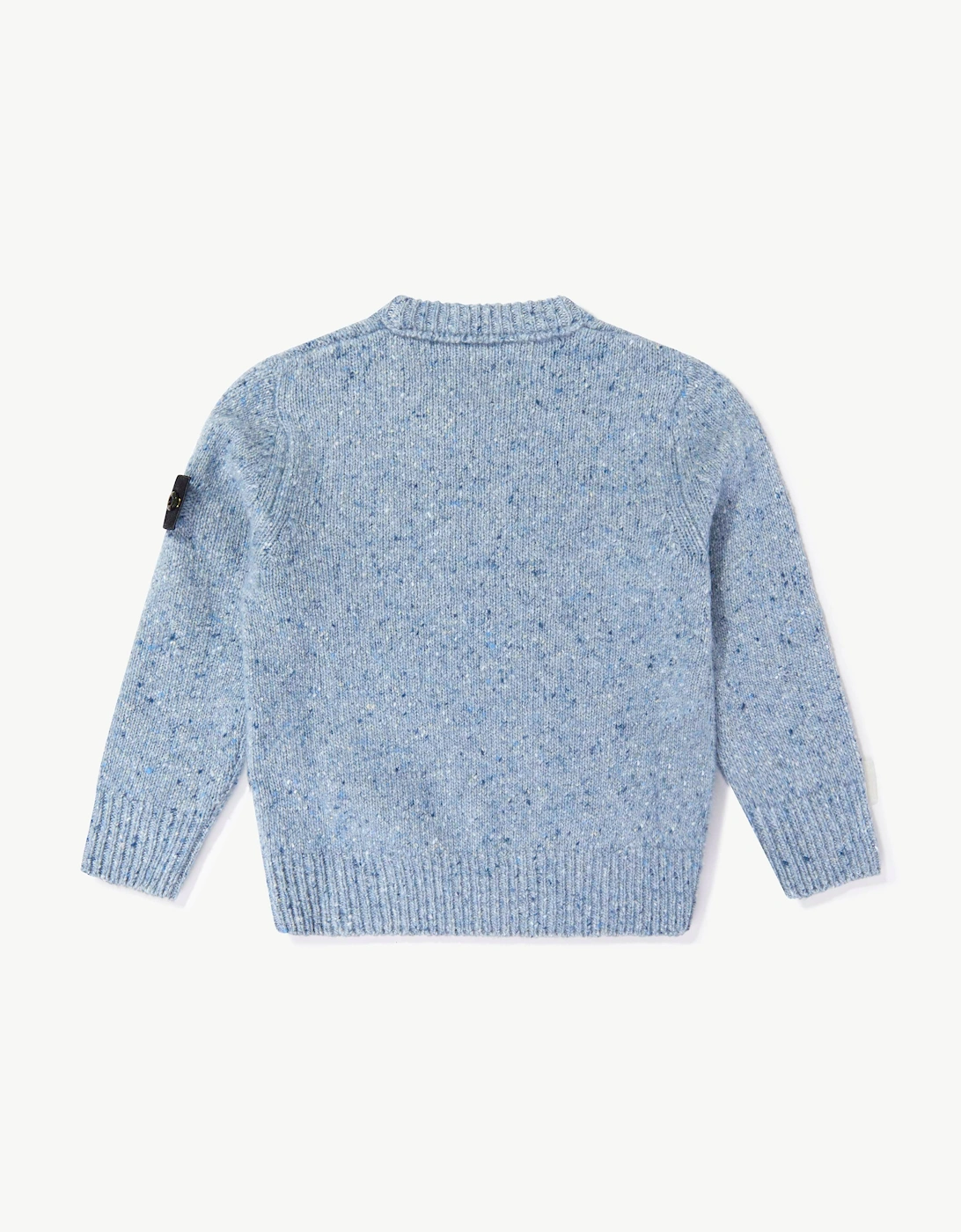 Stone Island Boys Uneven Plain Melange Crew Neck Jumper in Blue