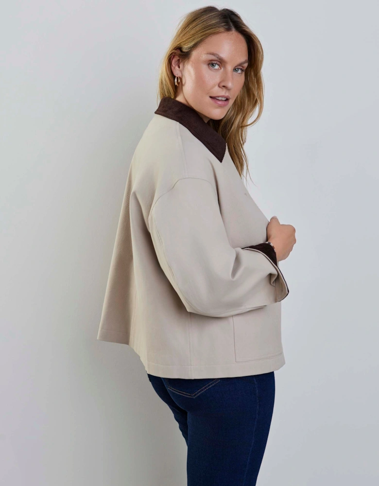 Oatmeal Cord Collar Jacket