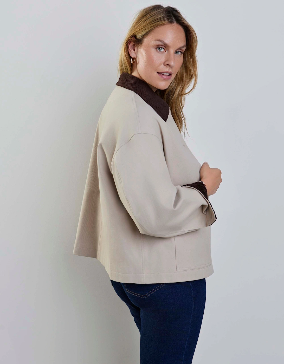 Oatmeal Cord Collar Jacket