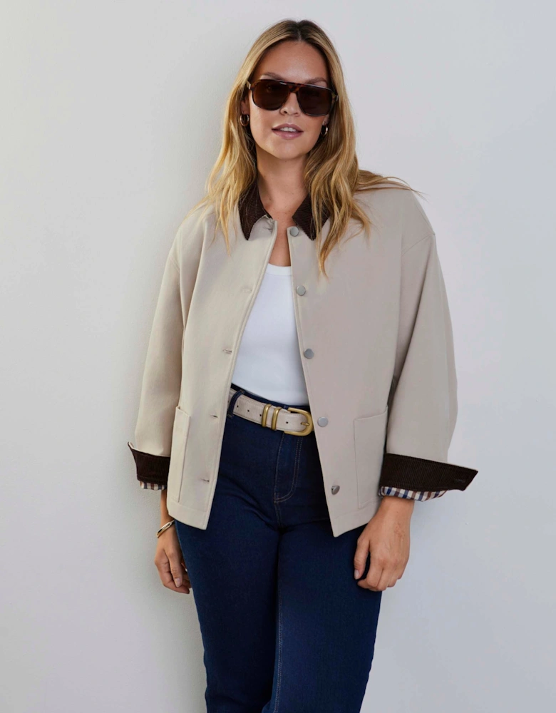 Oatmeal Cord Collar Jacket