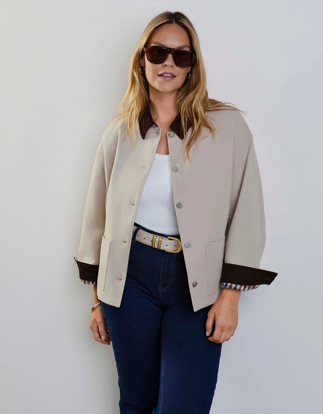 Oatmeal Cord Collar Jacket