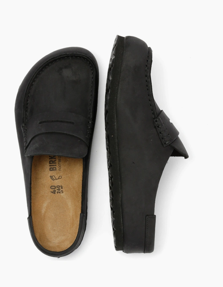 Birkenstock Naples Leather Black Regular Clogs