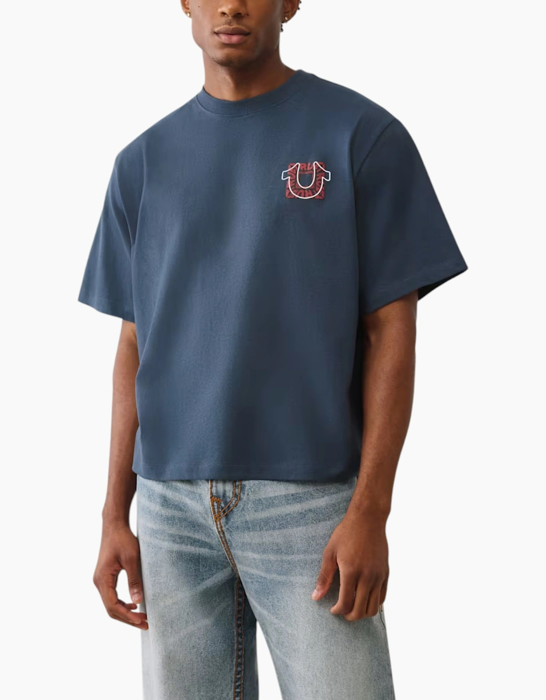 True Religion Men's True Religion Mens Oversized T Shirts Drop Shoulder Tee - Navy