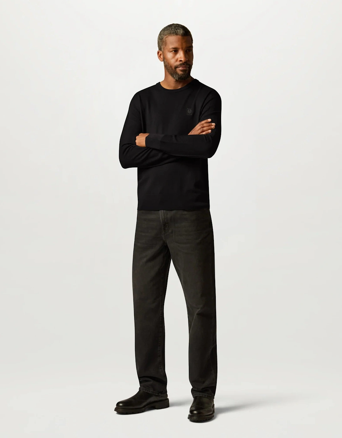 Belstaff Mens Colden Merino Crew Neck Jumper - Black