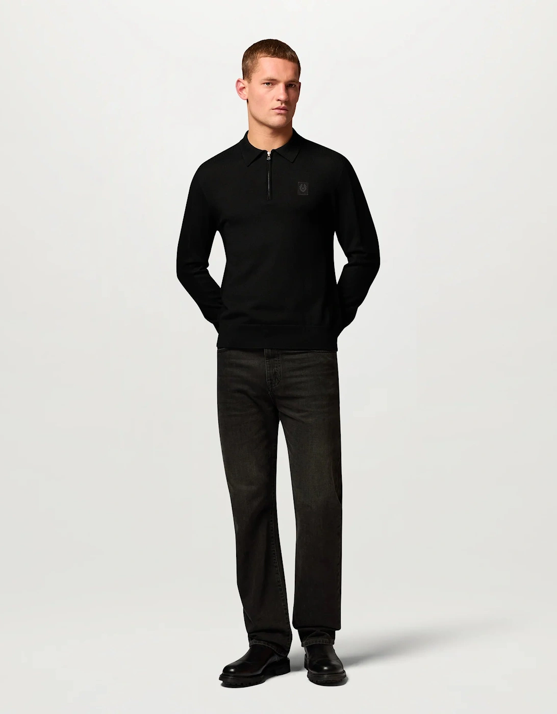 Belstaff Mens Colden Knitted Polo Jumper - Black
