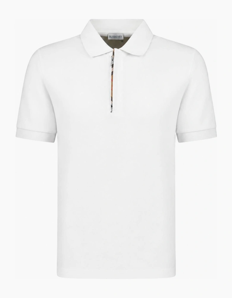 Burberry Mens Hartford Zip Polo Shirt - White