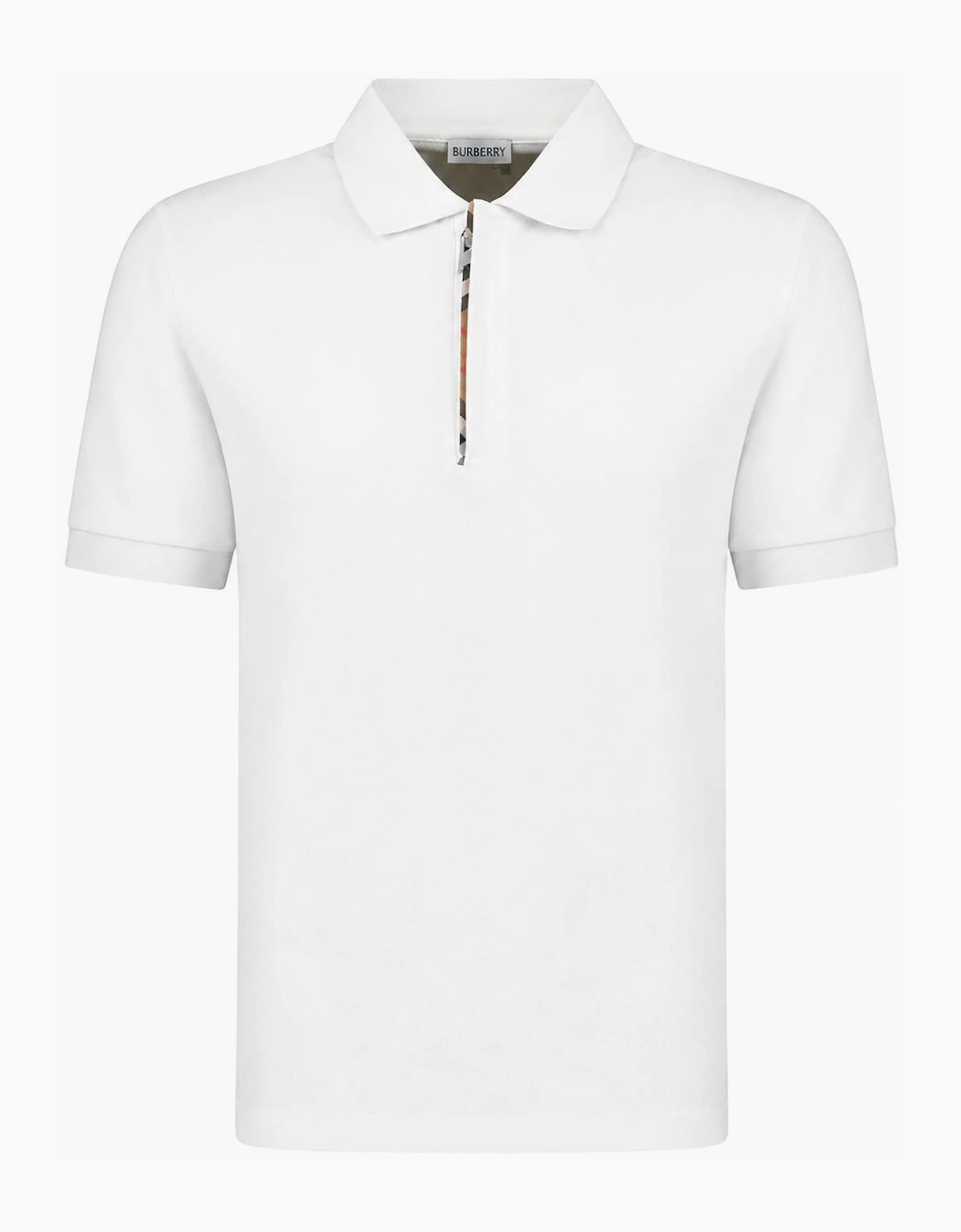 Burberry Mens Hartford Zip Polo Shirt - White