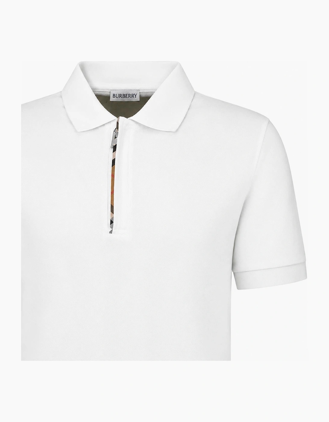 Burberry Mens Hartford Zip Polo Shirt - White