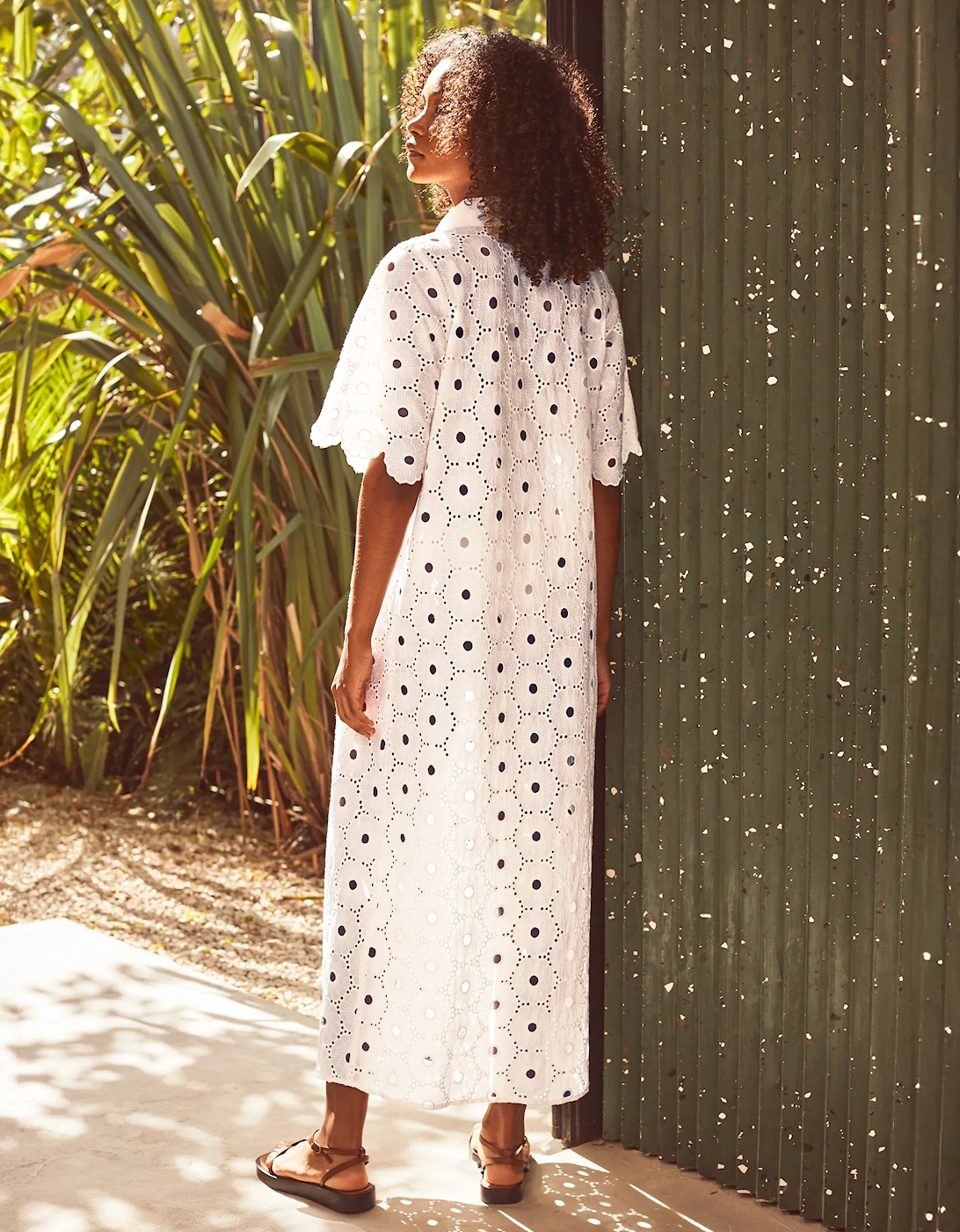 Petite Ivory Broderie Scallop Sleeve Shirt Dress