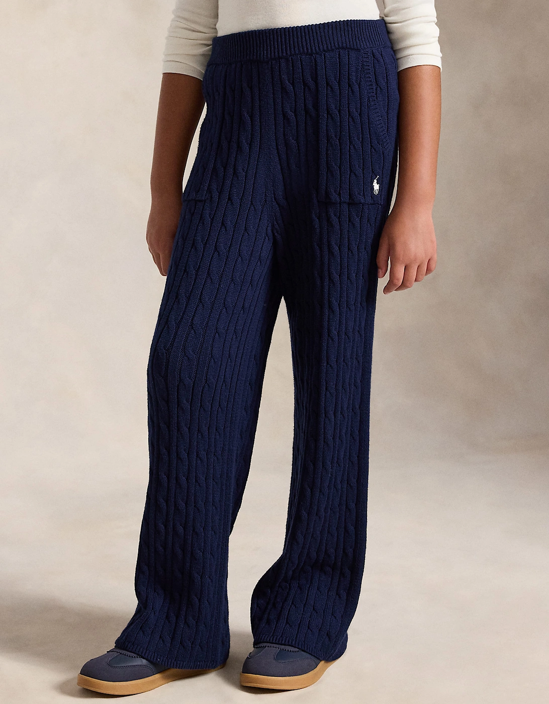 Ralph Lauren Girls Cable Knit Trousers in Navy