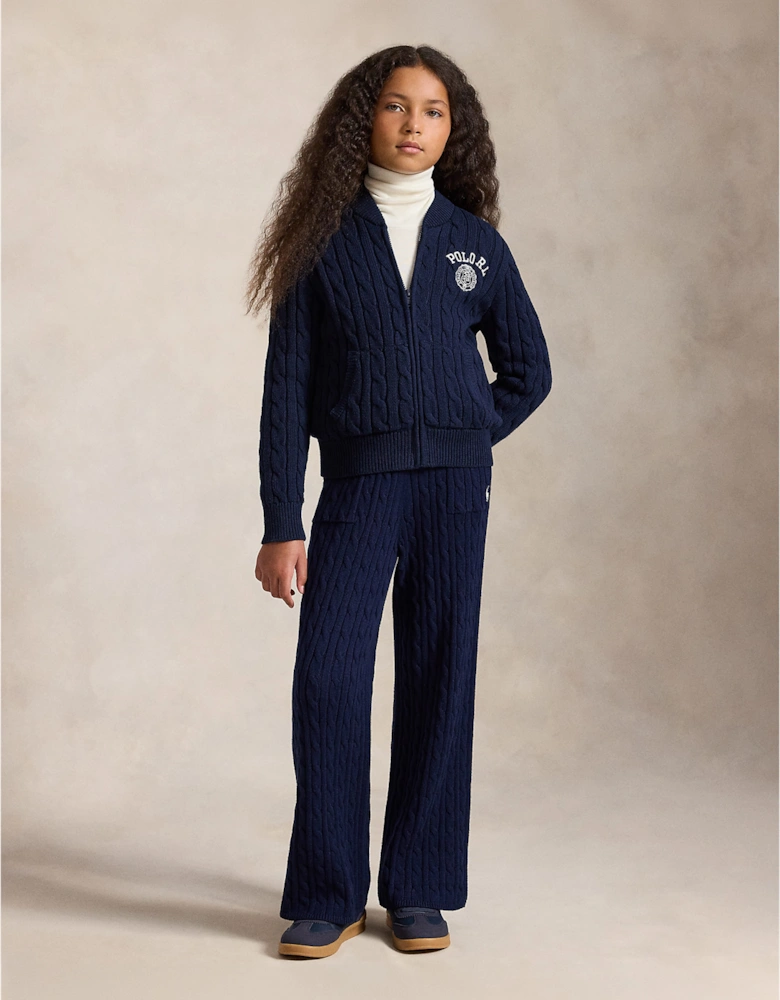 Ralph Lauren Girls Cable Knit Trousers in Navy